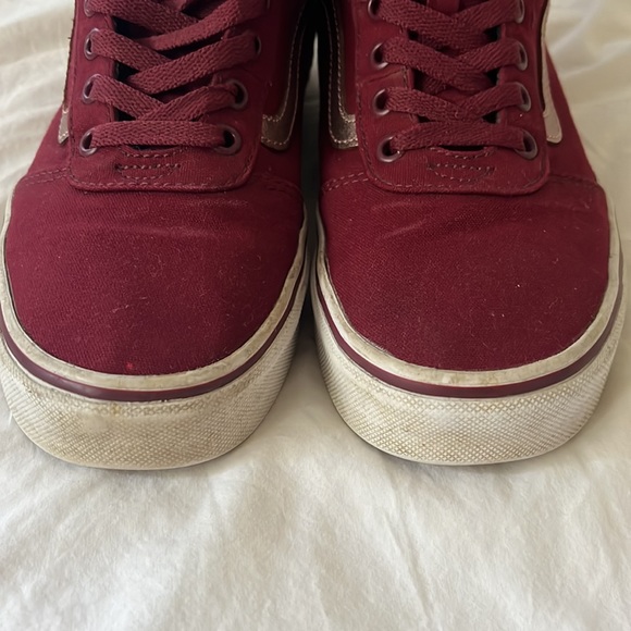 Vans Sk8 Hi Womens Size 7.5 Canvas Maroon with Rose Gold Hi Top Skate Shoe - Picture 4 of 7